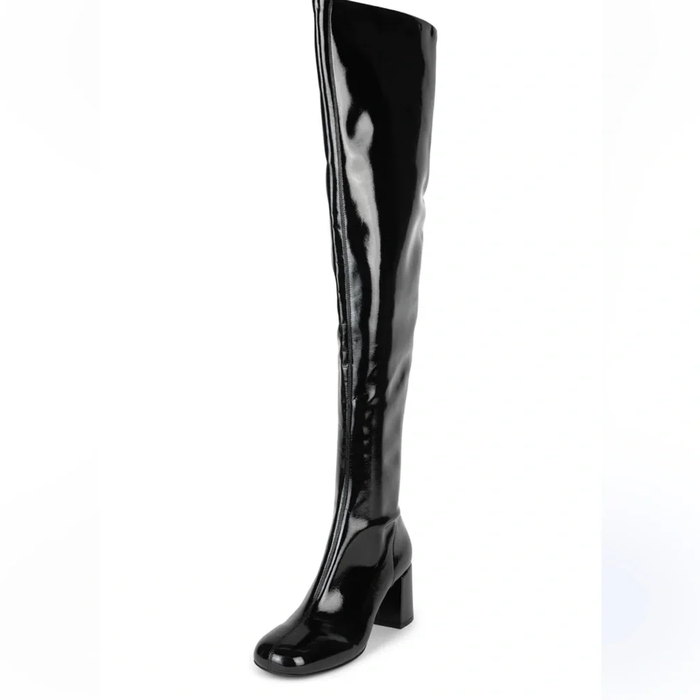 NEW Jeffrey Campbell Maize black patent OTK boots 5